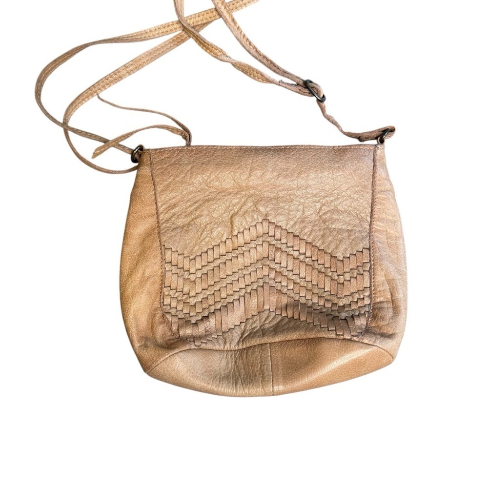 Day & Mood X Anthropologie Tan Aged Leather Small Crossbody Shoulder Bag H1
